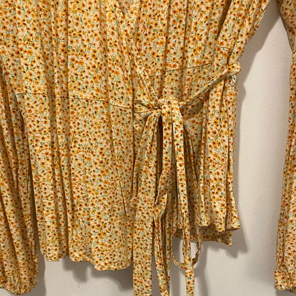Old Navy Yellow Floral Wrap Blouse - Picture 4 of 6